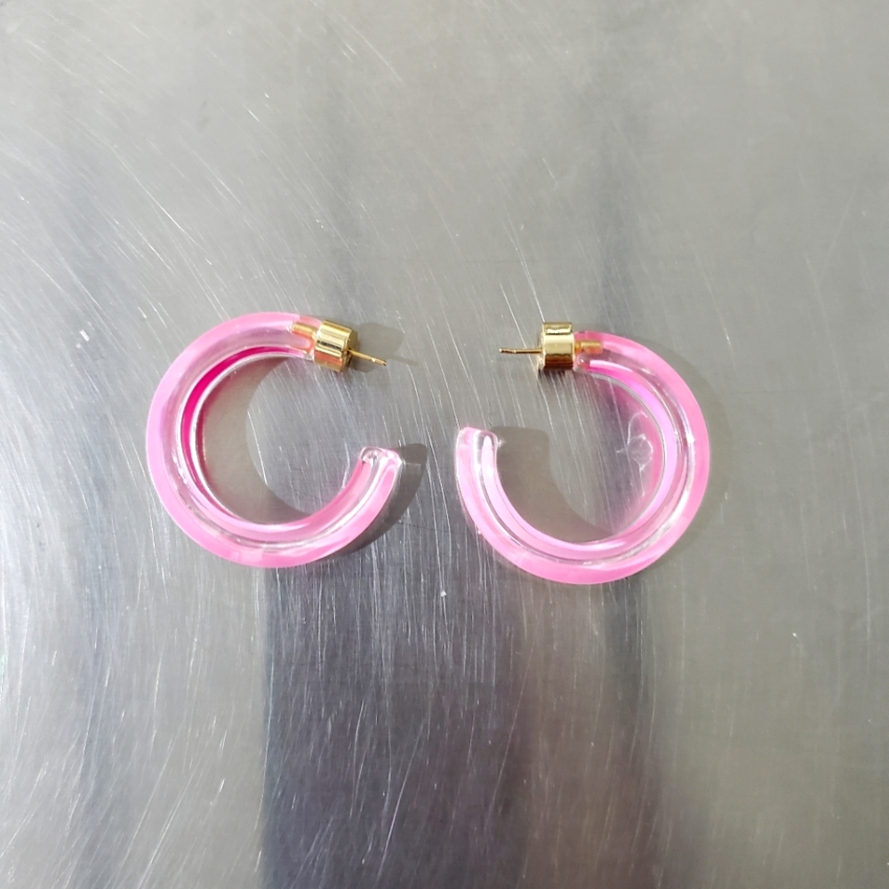 NEW Alison Lou Small Jelly Hoops - Pink